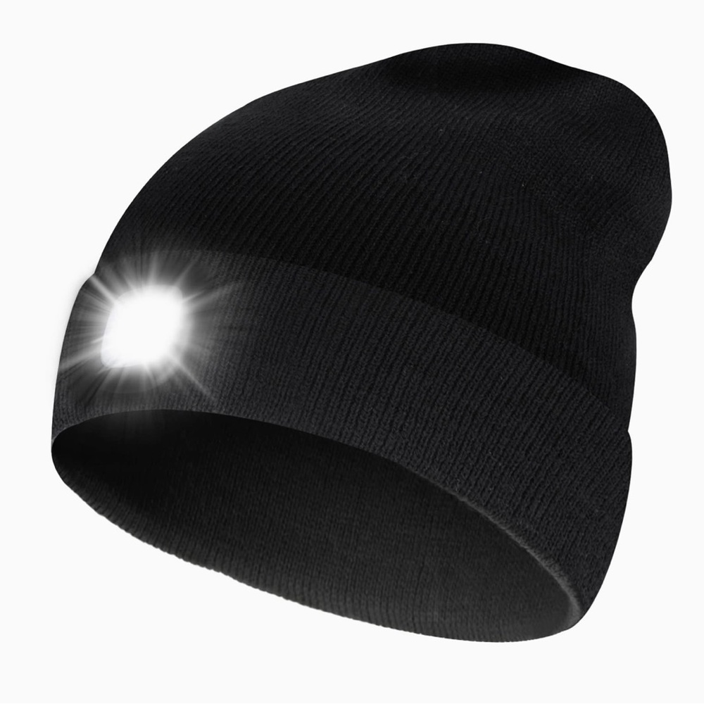 LED Beanie Hat with Light USB Rechargeable Headlamp Birthday Christmas Gift